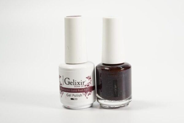 #107 - Gelixir UV/LED Soak Off Gel polish - Romantic Gold Red
